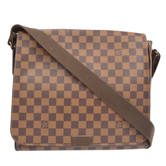 LOUIS VUITTON Paris Damier Ebene District PM Brown Leather Messenger Bag RARE - Picture 2 of 13